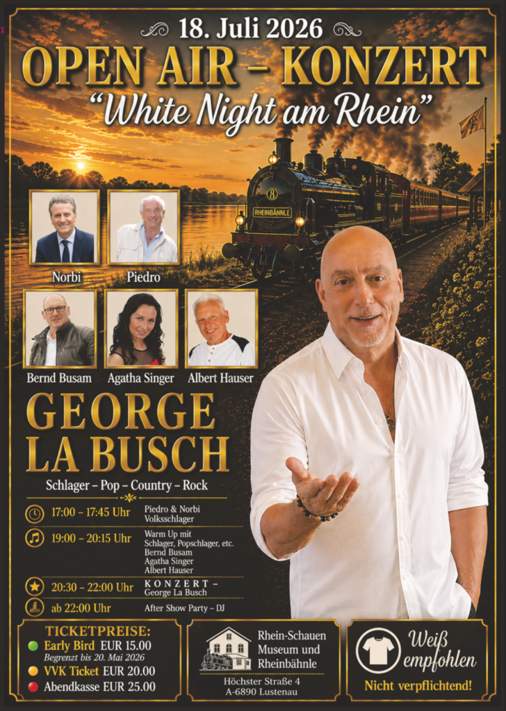 Open air Konzert in Lustenau (Österreich) @ Rhein-Schauen Museum und Rheinbähnle